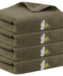 Cotton Cartoon Pattern Hand Towels, Absorbent and Comfort Decorative Towel for Bathroom Kitchen 14" x 30" Brown