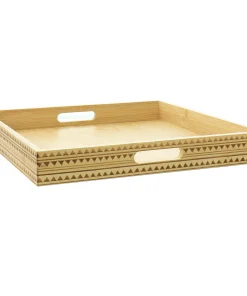 15 Inch Wood Serving Tray with Built-in Handles