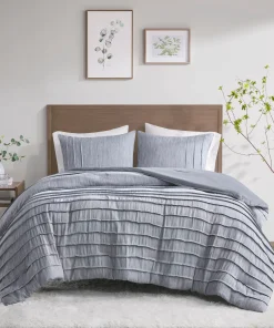 Beautyrest Maddox 3 Piece Striated Cationic Dyed Oversized Comforter Set with Pleats