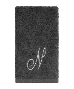 Avanti Linens Granite/Silver Script Monogram Fingertip Towel Letter N - Fingertip Towel