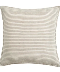 HiEnd Accents 100% French Flax Linen Natural Railroad Stripe Reversible Euro Sham, 27"x27"