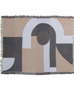 Cotton Throw Blanket with Print and Fringe