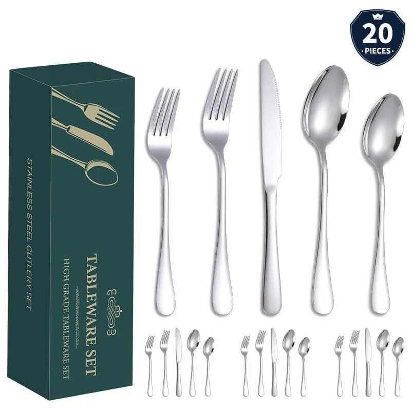 20 Piece Stainless Steel Silverware Set for 4