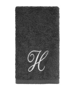 Avanti Linens Granite/Silver Script Monogram Fingertip Towel Letter H - Fingertip Towel