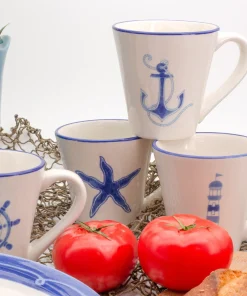 Euro Ceramica Ahoy 4 Piece Stoneware Assorted Mug Set