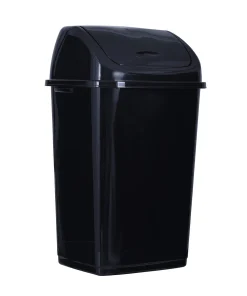 13 gal Swing Top Trash Can, Black