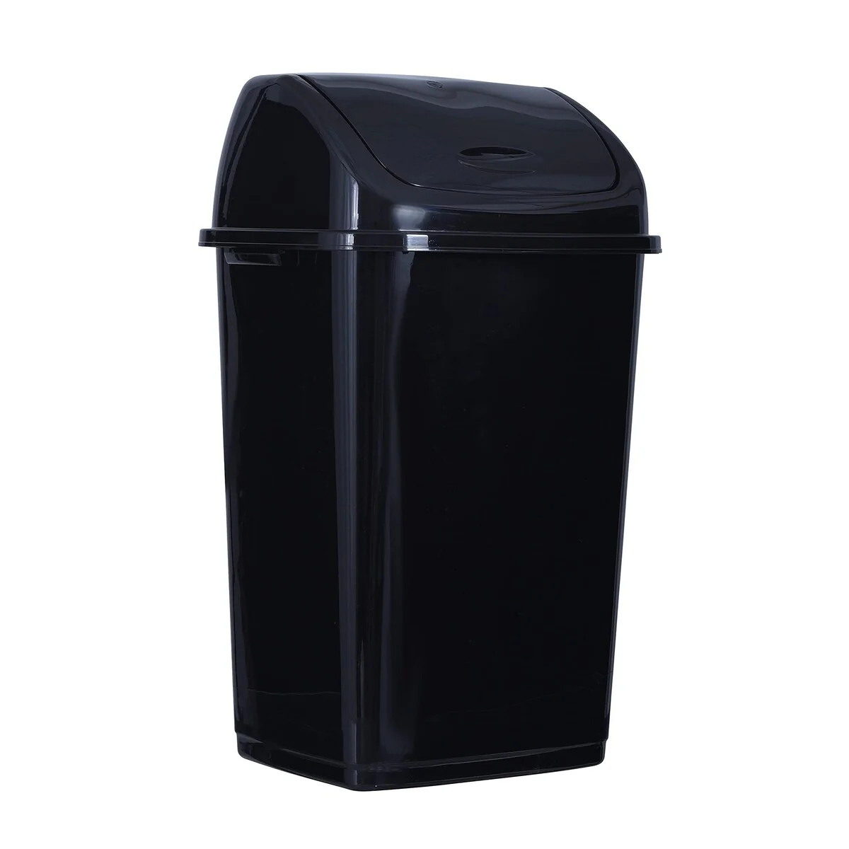 13 gal Swing Top Trash Can, Black