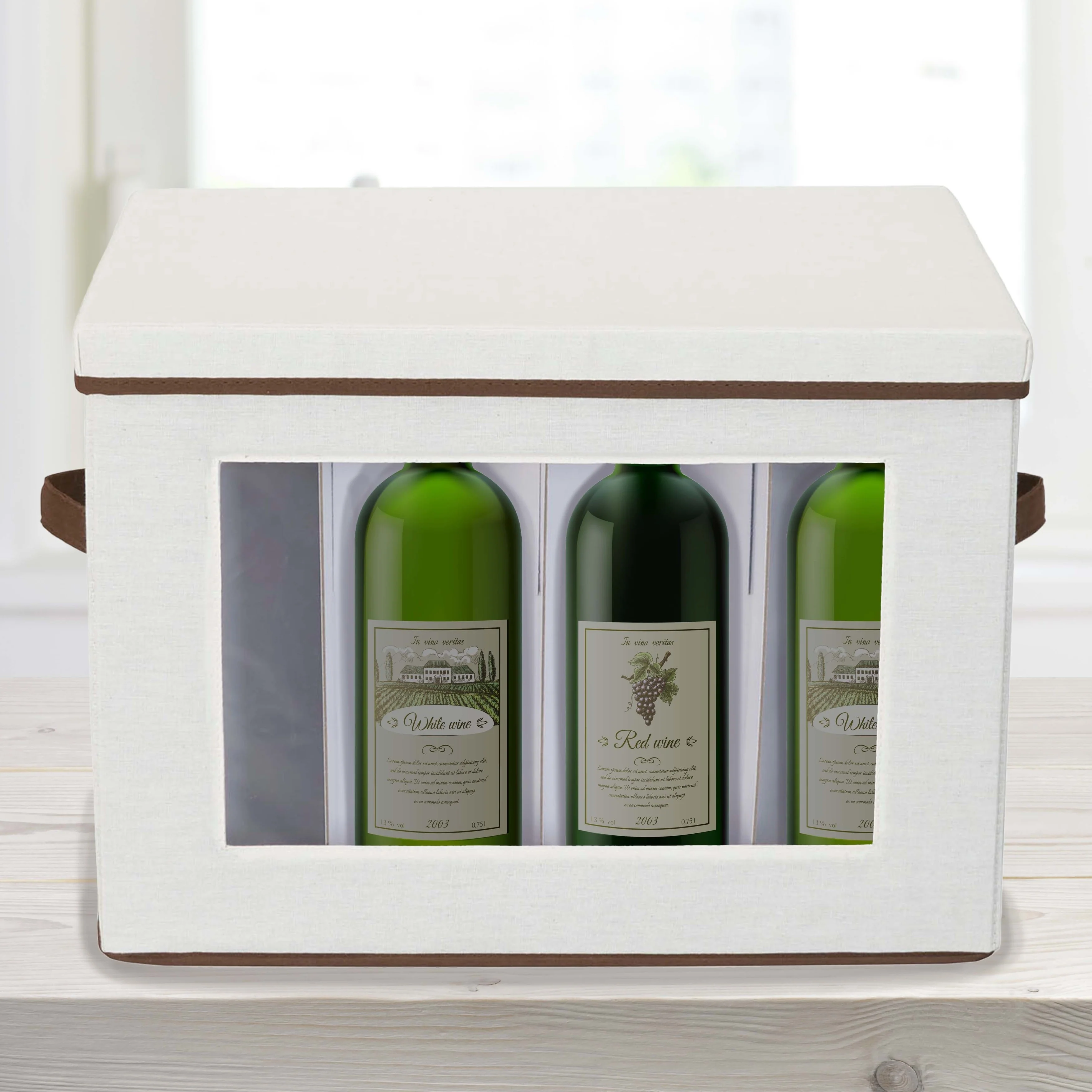 Household Essentials Wine and Bottle Storage Chest - 14.0"L x 18.0"W x 13.0"H