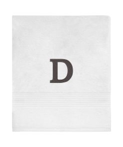 Avanti Linens Wht/Gry Block Monogram Bath Towel - Bath Towel