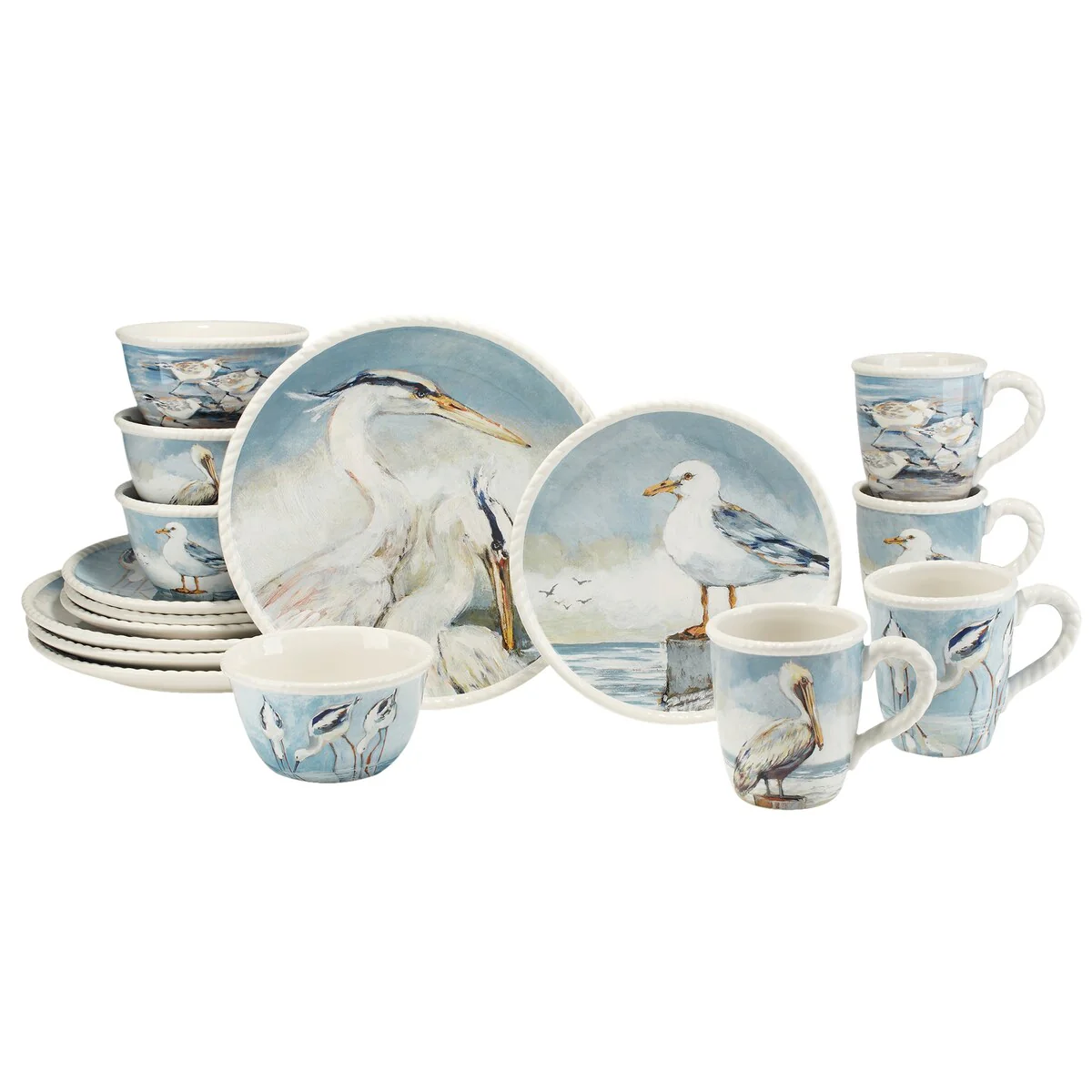 Certified International Shorebirds 16-Piece Dinnerware Set, Service for 4