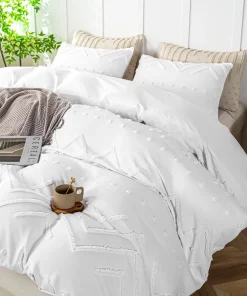 3-Piece Boho Tufted Duvet Cover Set, Textured Duvet Cover and 2 Pillowcases for All Season