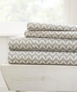 Becky Cameron Puffed Chevron Pattern 4 Piece Deep Pocket Bed Sheet Set