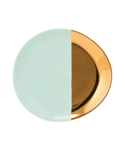 10 Strawberry Street 2 Tone Oval Salad Plate - Turquoise & Gold - Set of 6