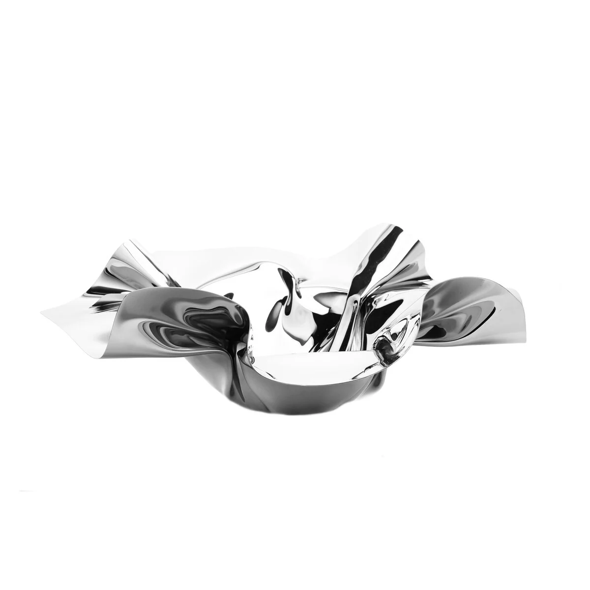 14" Round Stainless Steel Ruffled Design Serving Bowl