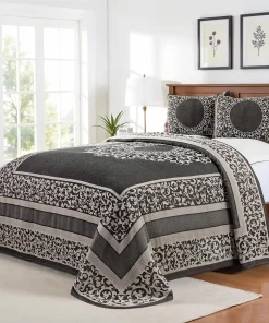 Cotton Blend Oversized Vintage Floral Scroll Bedspread Set by Superior