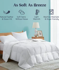 Lightweight & Year-round White Goose Down Duvet Comforter-White