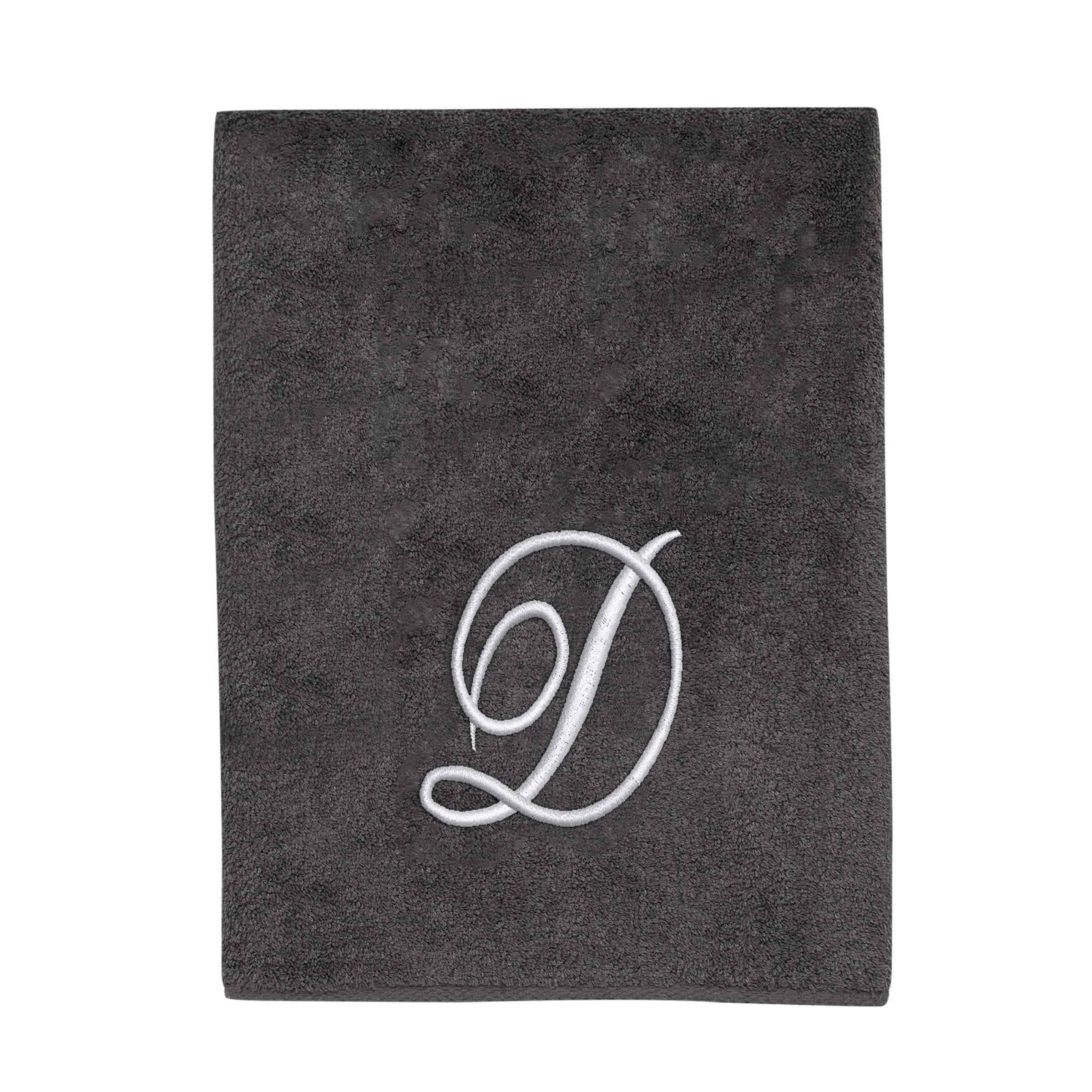 Avanti Linens Granite/Silver Script Monogram Bath Towel Letter D - Bath Towel