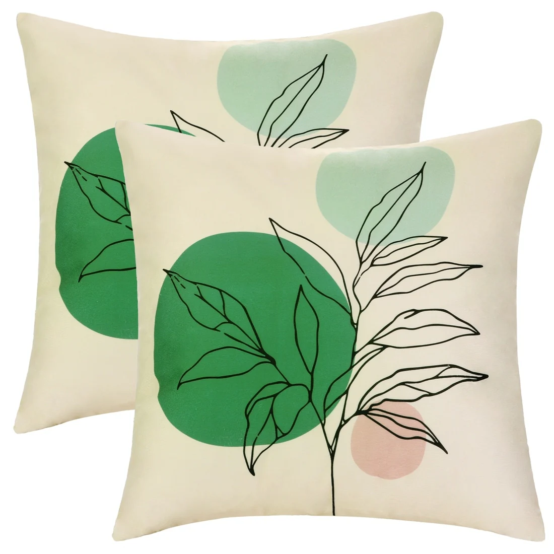 2 Packs of Plant Printed Pillow Covers Comfortable Soft Pillow Case