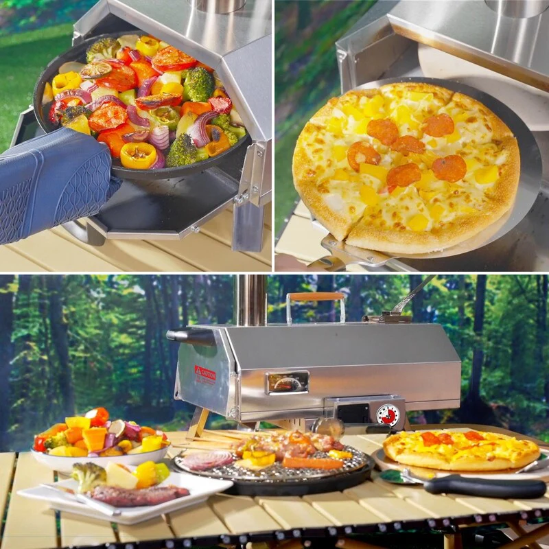 12" Automatic Rotatable Pizza Ovens with Timer, Built-in Thermometer