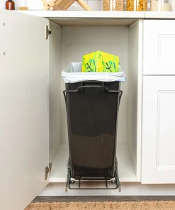 Household Essentials Chrome-Plated Steel Pull-Out/Slide-Out Single Trash Can