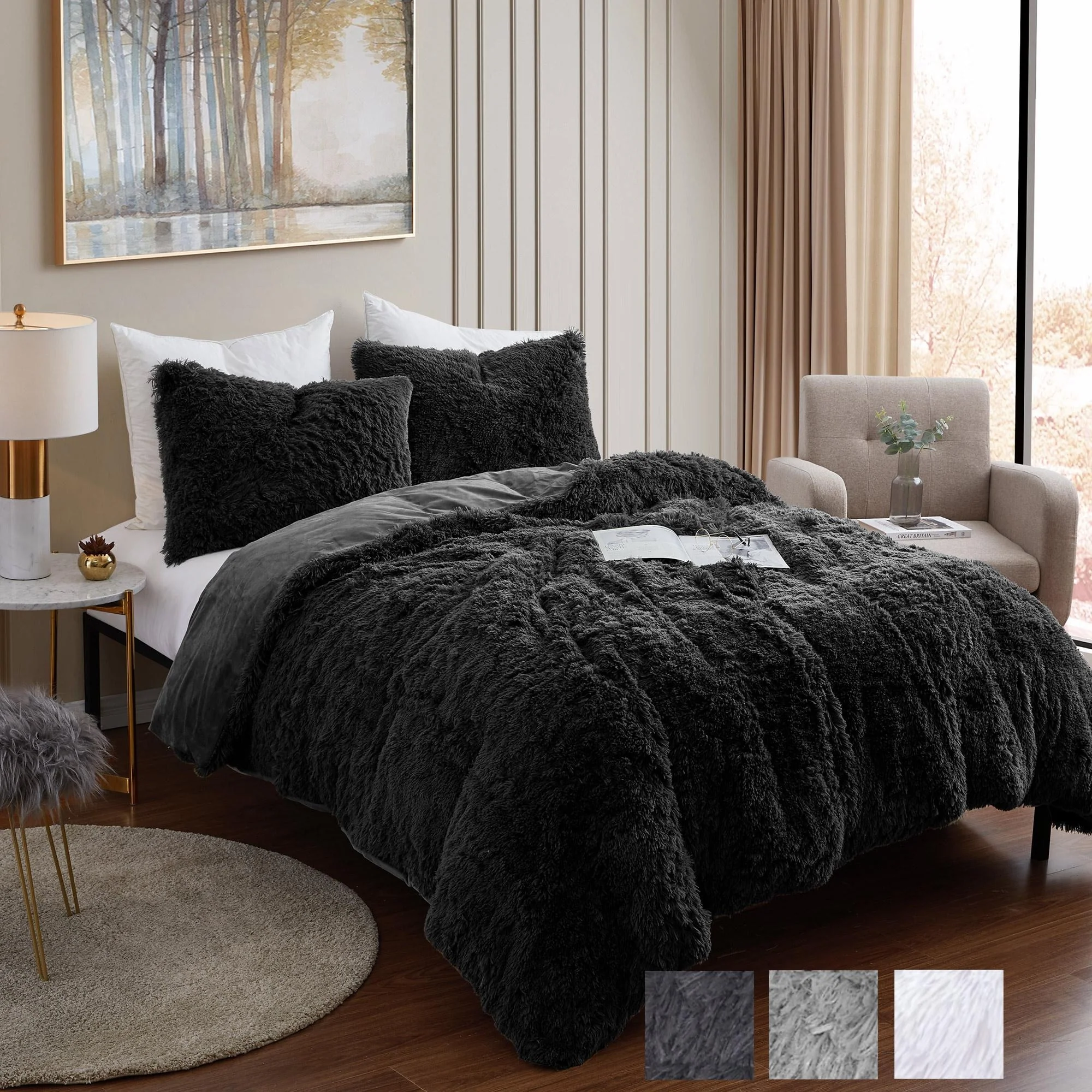 Long Plush Shaggy Comforter Set