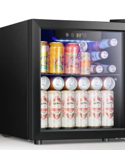 1.3cu.ft Beverage Refrigerator Cooler - 48 Can 12 Bottle Mini Fridge Glass Door, Electronic Touch Control