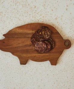 Decorative Mango Wood Pig Shaped Cheese and Cutting Board - 11.8"L x 7.0"W x 0.6"H