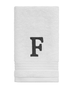 Avanti Linens Wht/Gry Block Monogram Fingertip Towel - Fingertip Towel