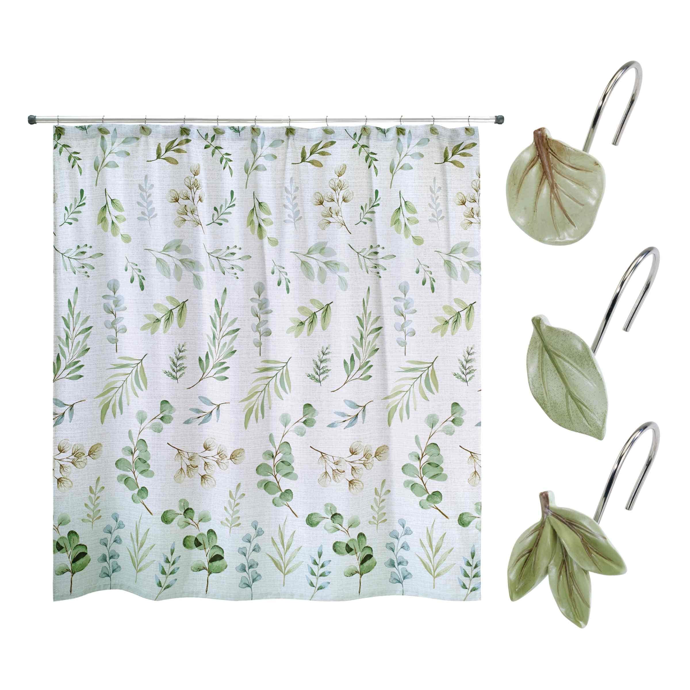 Avanti Linens Ombre Leaves Shower Curtain & Hook Set