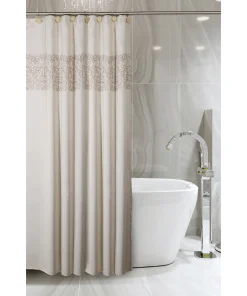 Creative Scents Shannon Decorative Fabric Boho Shower Curtain with Liner