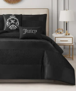 Juicy Couture Glam Night Black Stripe Comforter Bedding Set