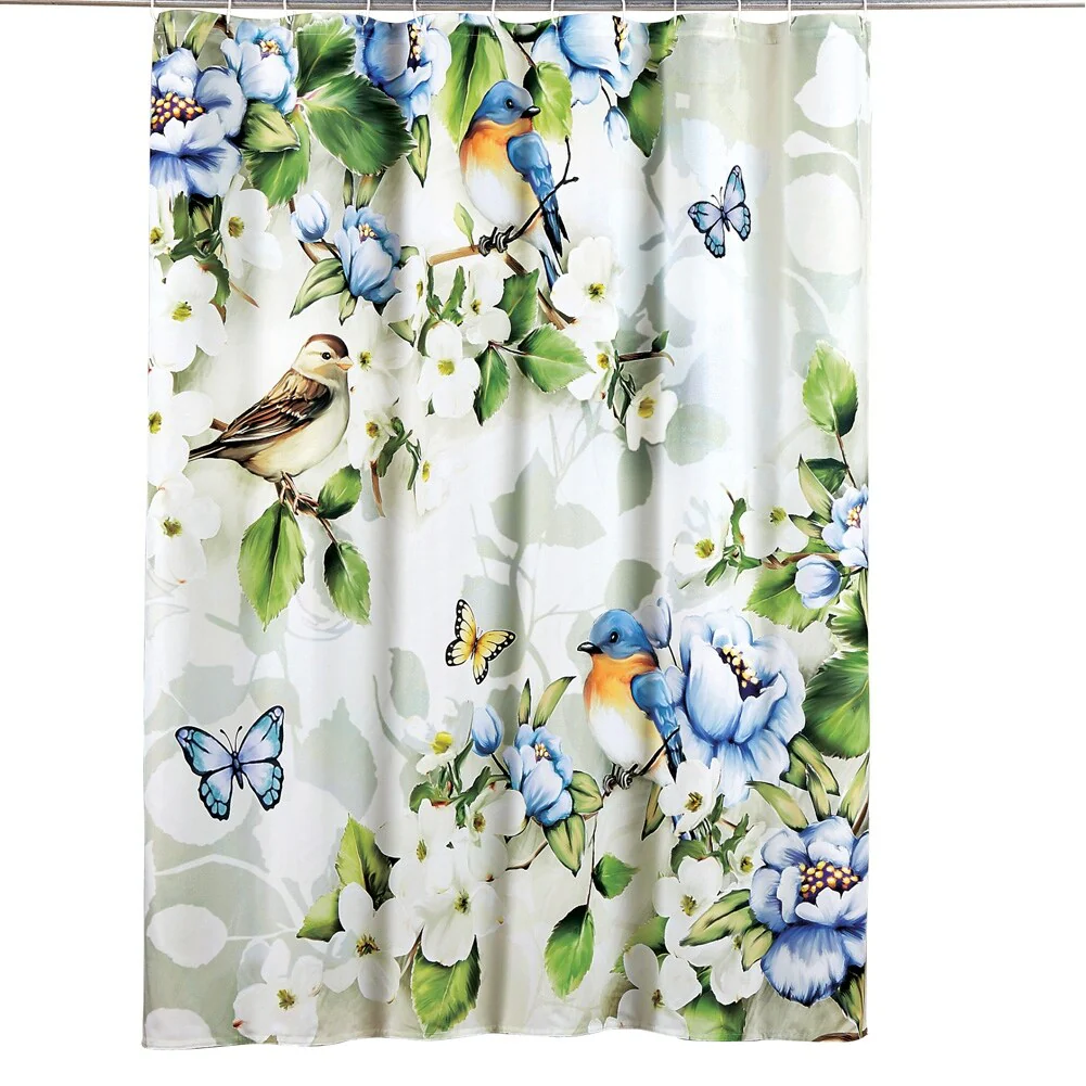 Birds and Blooming Magnolia Shower Curtain