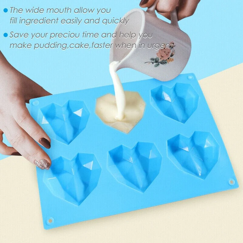 3 Pcs Heart Shaped Silicone Candy and Chocolate Molds