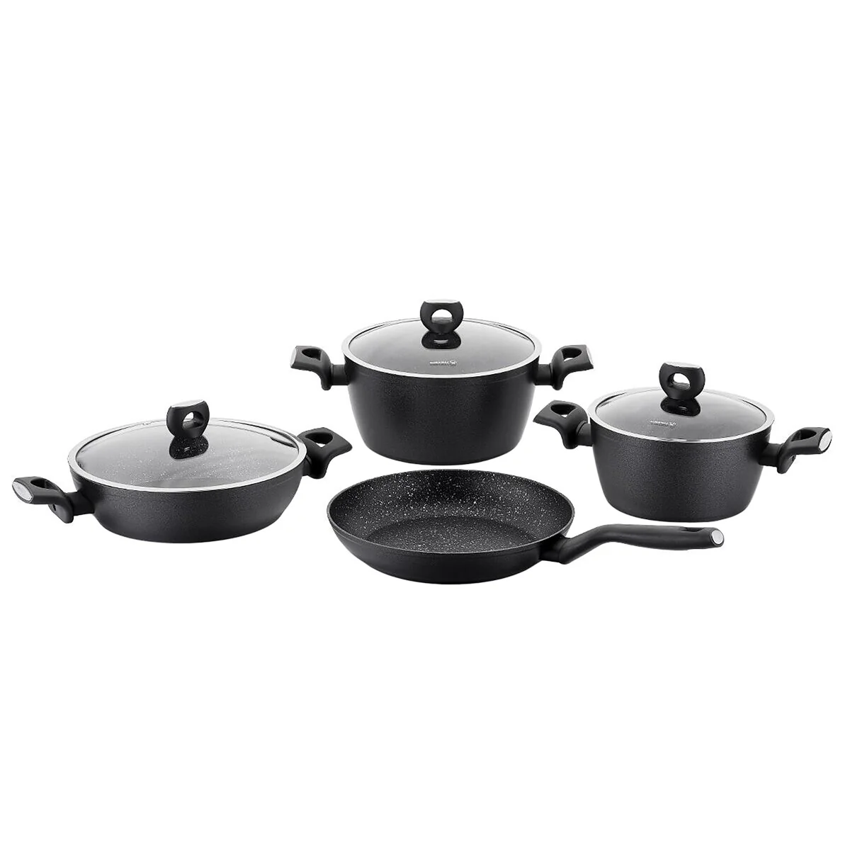 7 Piece Aluminum Nonstick Cookware Set in Black
