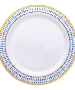 Elegant Gold Chord Rim Disposable Plastic Plate Packs - Party Supplies