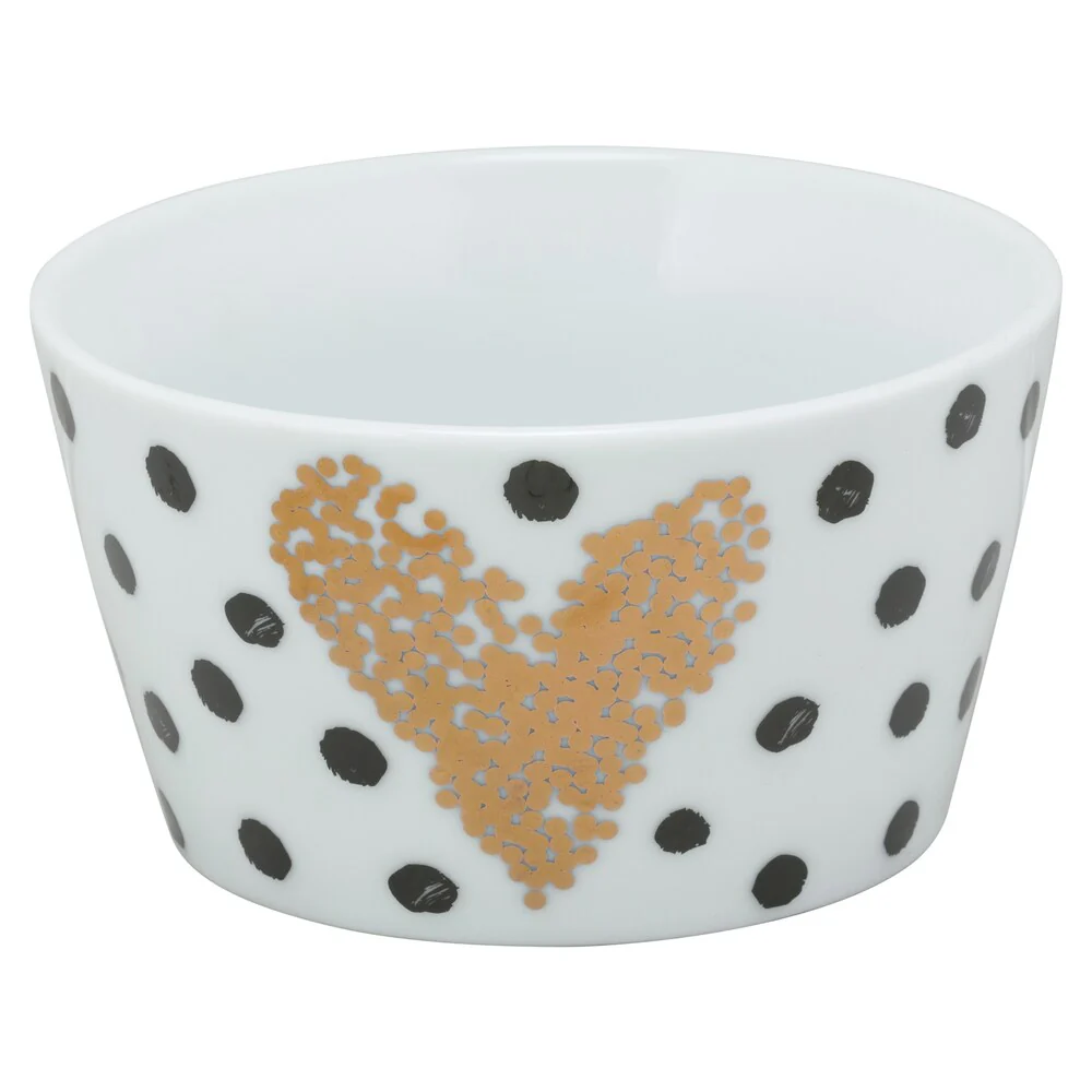 10 Strawberry Street Porcelain Heart of Gold Polkadot The Goodies Bowl (Set of 4)