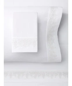 Leaf Stone Embroidery Percale Cotton Sheet Sets