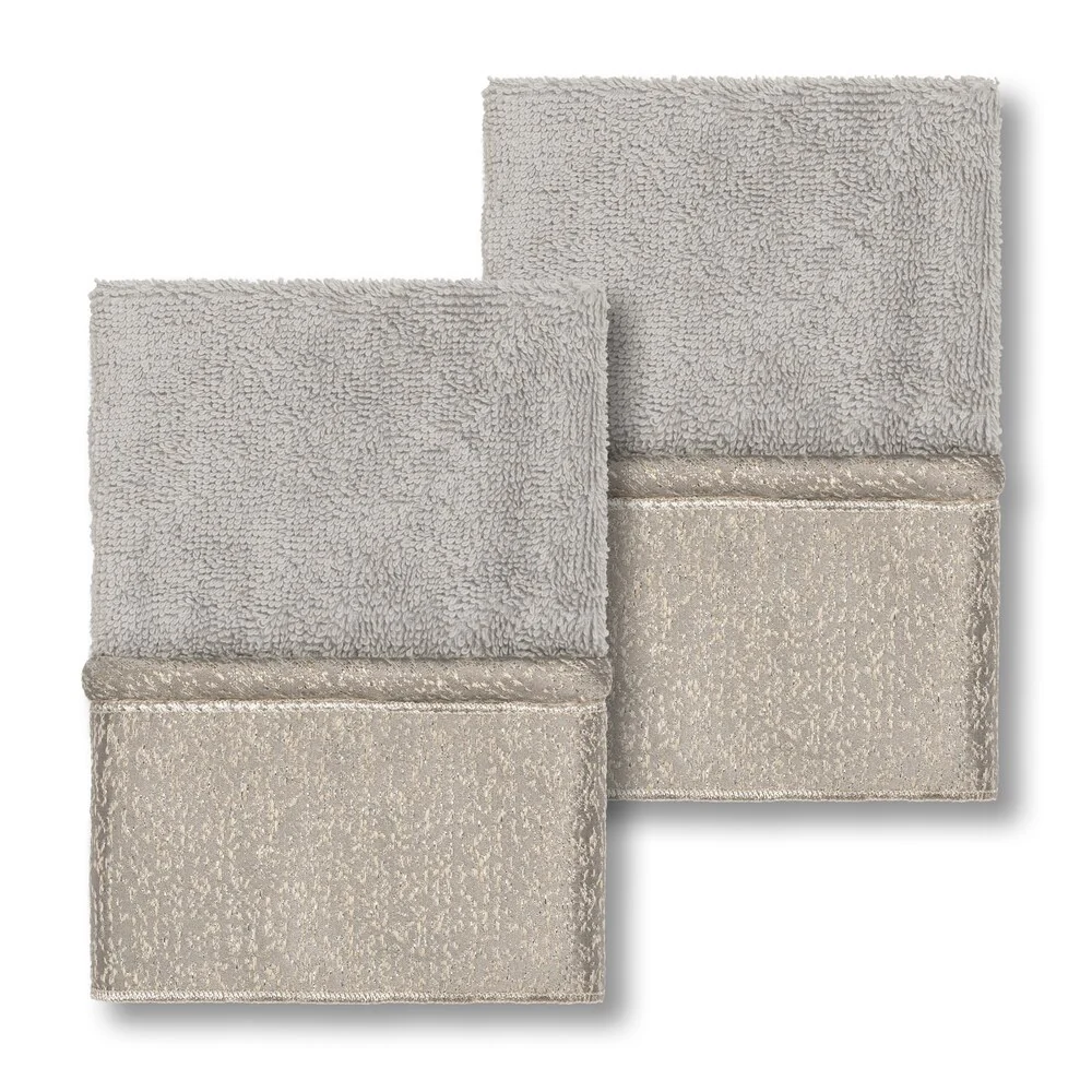 Authentic Hotel and Spa Turkish Cotton Della Jacquard Light Grey 2-piece Washcloth Set