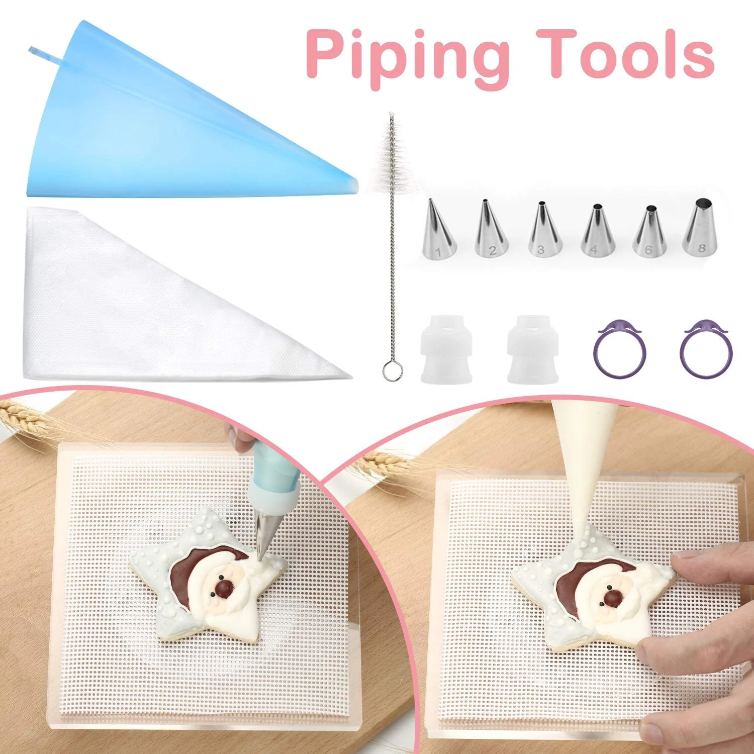 188pcs Cookie Decorating Supplies Kit(ALL-IN-ONE),with 12pcs holiday cookie cutter,Mixing Tools,Piping Tools,Decorating Tools