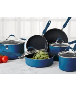 Denmark 10-piece Mediterranean Blue Aluminum Cookware Set