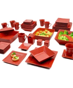 10 Strawberry Street Vivo Red Square 45-piece Dinner Set