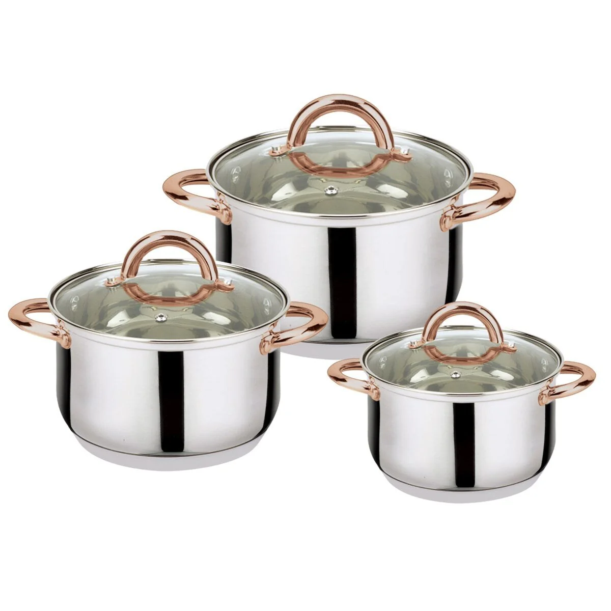 J&V Textiles 6 Piece Stainless Steel Casserole Set Pots and Lids Gray Size 16X9.50,18X10.50,20X12.50