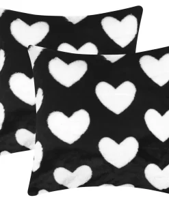 Cute Cartoon Heart Pattern Throw Pillow Covers 2 Pack Soft Cozy Plush Decorative Throw Pillow Valentine Day Cushion Cover