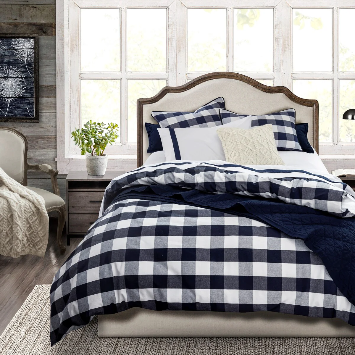 3 PC Camille Duvet Set, Super King Navy