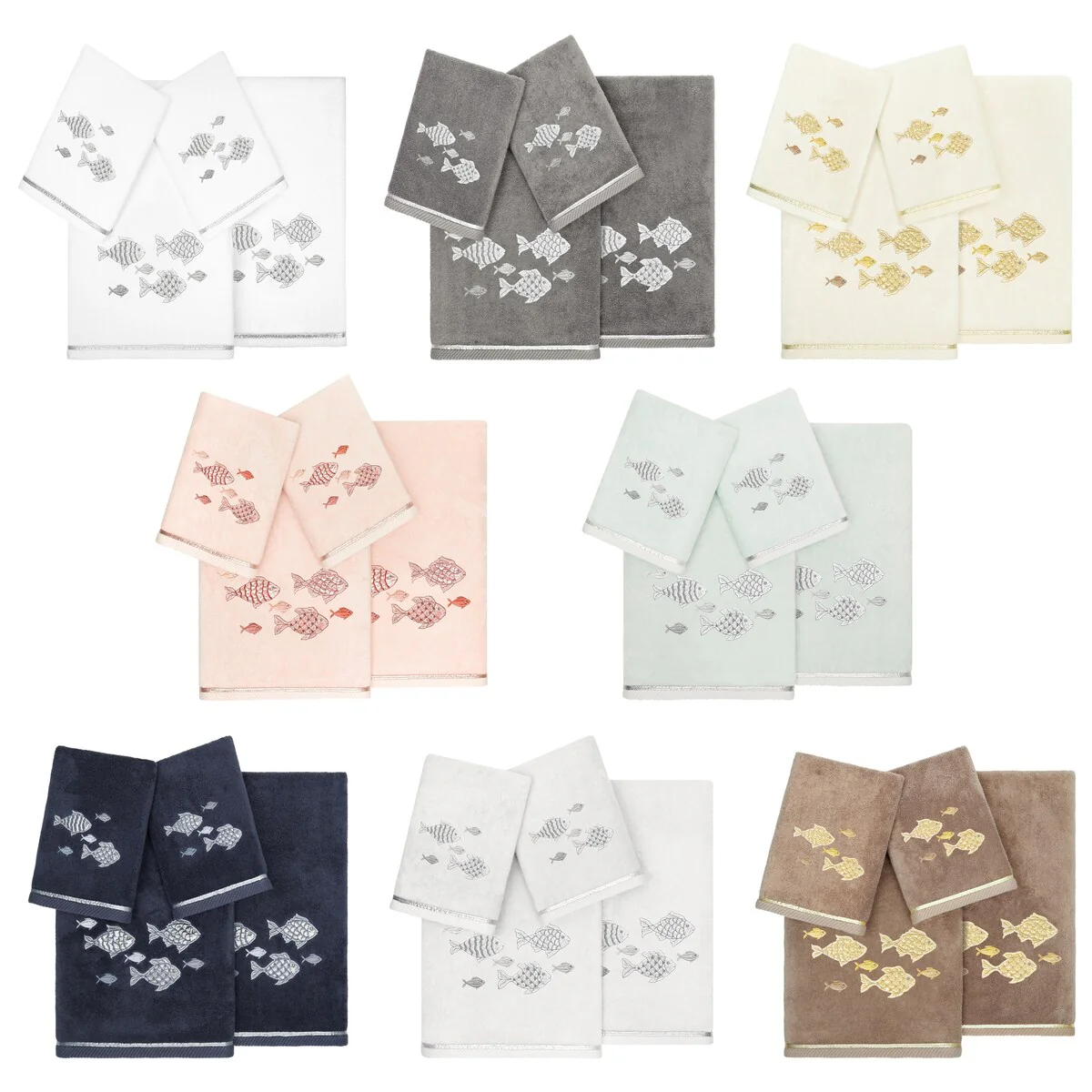 Authentic Hotel and Spa Turkish Cotton Figi 4PC Embellished Towel Set