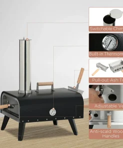 CUSchoice Portable Outdoor Pizza Oven with 12" Stone,Peel and Cover - 32" L x 15.75" W x 28.25" H