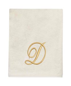 Avanti Linens Ivory/Gold Script Monogram Bath Towel Letter D - Bath Towel