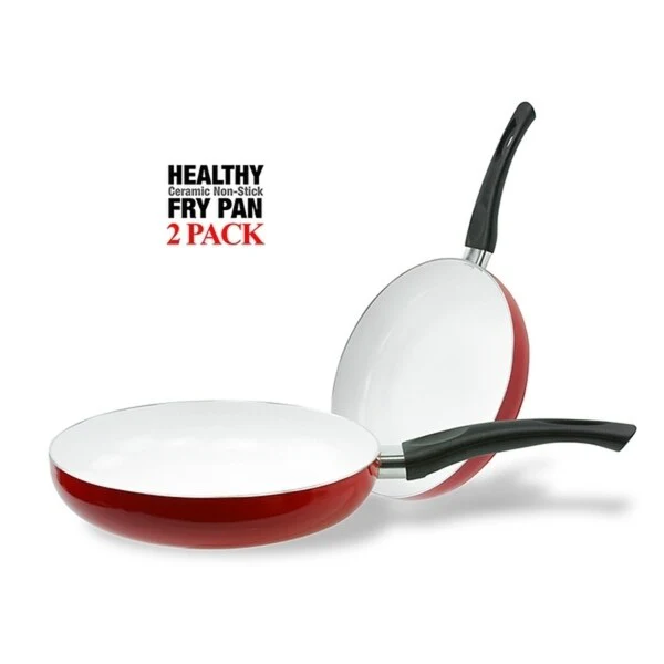 2 Pcs Healthy Nonstick Ceramic Frying Pan Set - Fry Pan Cookware Set