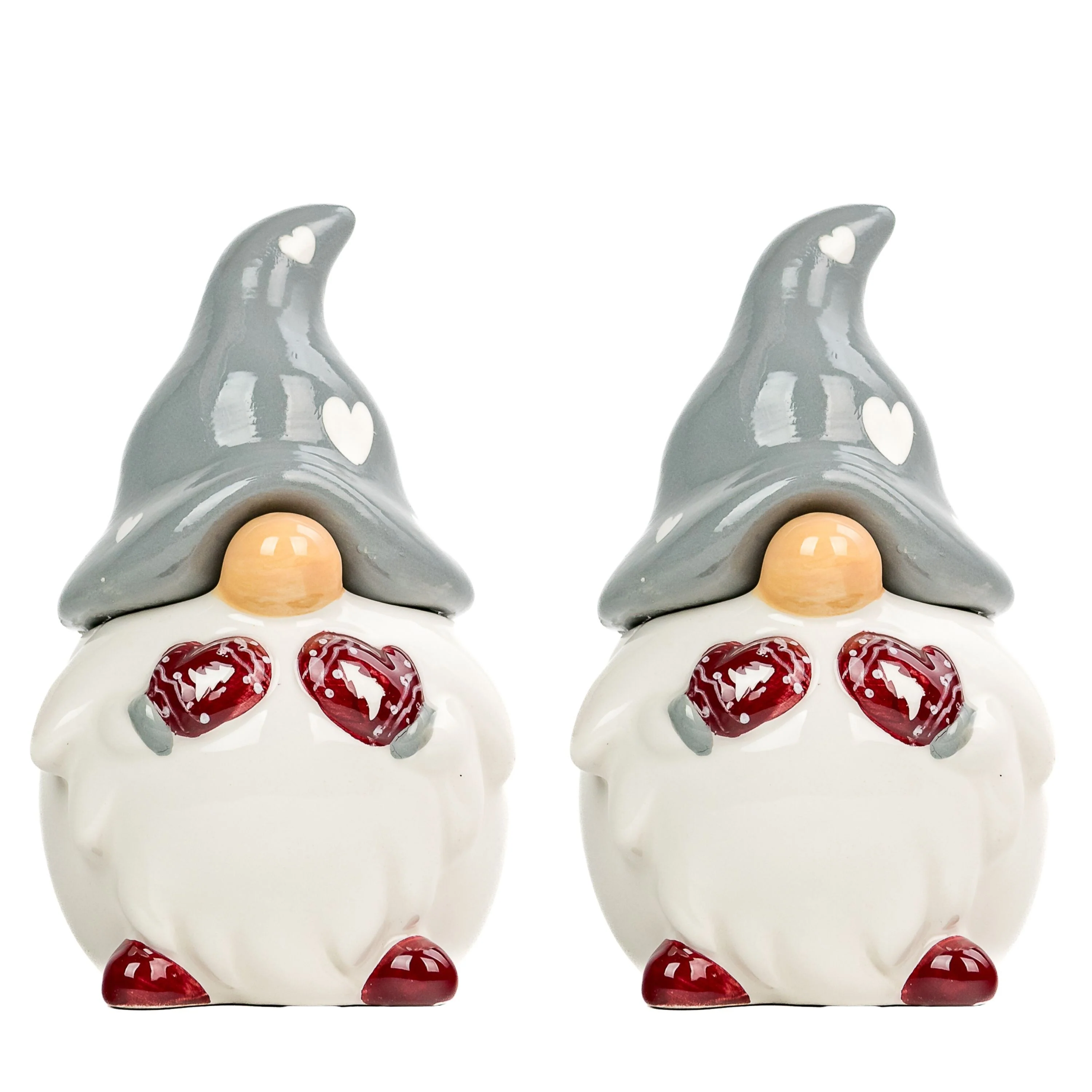 10 Strawberry Street Mini Mitten Gnomes Canisters, Set of 2