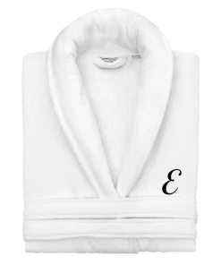 Authentic Hotel and Spa 100% Turkish Cotton Personalized Unisex Anovia Velour Bathrobe - Black Script Font